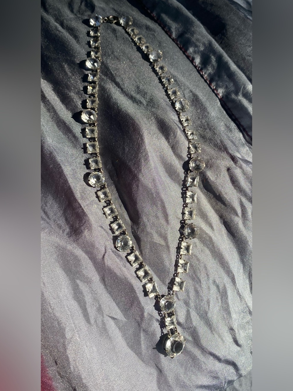 Crystal Drop Necklace - Silver Clear